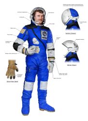 1boy absurdres astronaut english_text full_body helmet highres male_focus multiple_views original pressure_gauge solo space_helmet visor_lift whaleoil white_background zipper zipper_pull_tab