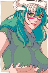 Rule 34 | 1girl, bleach, breasts, green eyes, green hair, highres, large breasts, long hair, looking at viewer, nelliel tu odelschwanck, revealing clothes, solo, strikek-lvvjm27, torn clothes, underboob