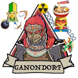 1boy armor cape character_name circlet dancho_no_mori dark-skinned_male dark_skin earrings emoji facial_hair forehead_jewel ganondorf gem gerudo highres jewelry looking_at_viewer male_focus mutton_chops nintendo orange_eyes orange_gemstone pauldrons pointy_nose red_cape red_hair short_hair shoulder_armor sideburns silver_circlet smile solo spiked_hair super_smash_bros. the_legend_of_zelda the_legend_of_zelda:_ocarina_of_time