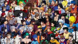 6+boys 6+girls :o absurdres ace_attorney alcina_dimitrescu amaterasu_(ookami) amingo animal_ears ansatsu_kyoushitsu asta_(black_clover) asura&#039;s_wrath asura_(asura&#039;s_wrath) baby_be&#039;el beelzebub_(manga) black_choker black_clover black_hair bleach blonde_hair blue_eyes blue_hair bobobo-bo_bo-bobo bobobo-bo_bo-bobo_(character) boku_no_hero_academia breasts brown_hair capcom cape captain_commando captain_commando_(character) chainsaw_man character_request choker chun-li city_hunter collared_shirt commentary copyright_request crossover cyberbots dante_(devil_may_cry) death_note denji_(chainsaw_man) devil_may_cry_(series) dr._slump dragon_ball dragonball_z english_commentary face-to-face facial_hair final_fight fire freckles from_side gintama glasses goggles gon_freecss green_hair hat highres himura_kenshin hinata_shouyou hokuto_no_ken hunter_x_hunter jewelry jill_valentine jojo_no_kimyou_na_bouken jujutsu_kaisen kamado_tanjirou kenshiro kimetsu_no_yaiba kinnikuman kinnikuman_(character) kochikame koro-sensei kurosaki_ichigo kuujou_joutarou large_breasts large_hat leo_(warzard) lion_ears long_sleeves looking_at_another marvel_vs._capcom mega_man_(character) mega_man_(classic) mega_man_(series) midoriya_izuku mike_haggar monkey_d._luffy morrigan_aensland multicolored_hair multiple_boys multiple_crossover multiple_girls muscular muscular_male mustache muto_yugi naruto naruto_(series) necklace necktie norimaki_arale oga_tatsumi one_piece ookami_(game) pegasus_seiya phoenix_wright red_cape red_goggles red_hair red_scarf resident_evil rurouni_kenshin ryoutsu_kankichi ryu_(street_fighter) saeba_ryou saint_seiya sakata_gintoki saotome_jin sawada_tsunayoshi scar scarf sean_cliff serious shirt shounen_jump slam_dunk_(series) smile son_goku stardust_crusaders straw_hat streaked_hair street_fighter strider_(video_game) strider_hiryuu sword toriko toriko_(series) urameshi_yusuke uzumaki_naruto darkstalkers vergil_(devil_may_cry) warzard weapon white_shirt yagami_light yellow_shirt yu-gi-oh! yuu_yuu_hakusho