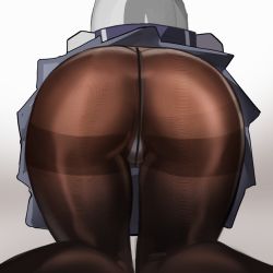 Rule 34 | 1girl, ass, ass focus, black pantyhose, close-up, crotch seam, facing away, from behind, grey skirt, hamakaze (kancolle), kantai collection, miniskirt, panties, panties under pantyhose, pantyhose, pleated skirt, school uniform, serafuku, short hair, silver hair, simplecar, skirt, solo, thighband pantyhose, underwear, white panties