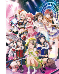 6+girls anata_no_risou_no_heroine animal_ear_headphones animal_ears artbook asaka_karin black_hair blonde_hair blue_eyes blunt_bangs boots bow braid breasts brown_hair chase!_(love_live!) cleavage diamond_(love_live!) dokipipo_emotion emma_verde evergreen_(love_live!) fake_animal_ears fingerless_gloves flower gloves grey_eyes grey_hair hair_bow hair_flower hair_ornament hat headphones high_heels highres jewelry konoe_kanata long_hair looking_at_viewer love_live! love_live!_nijigasaki_high_school_idol_club meccha_going!! medium_hair midriff mini_hat miyashita_ai mole multiple_girls multiple_moles nakasu_kasumi navel nemureru_mori_ni_ikitai_na_(love_live!) non-web_source official_art one_eye_closed open_mouth orange_eyes osaka_shizuku pink_eyes pink_hair purple_hair short_hair skirt smile stage stage_lights starlight_(love_live!) tennoji_rina thigh_strap thighhighs tongue tongue_out uehara_ayumu yellow_eyes yuki_setsuna yume_e_no_ippo