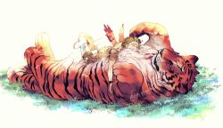 Rule 34 | 1boy, animal, animal hug, animalization, blonde hair, blue eyes, boku no hero academia, boots, brown pants, brown shirt, closed eyes, endeavor (boku no hero academia), full body, grass, hawks (boku no hero academia), lying, on back, on stomach, pants, red wings, shirt, short hair, simple background, watch, white boots, wings, wristwatch, yococco