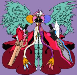 Rule 34 | chaosmon, corruption, digimon, digimon (creature), fusion, horns, mastemon, oridigi, rafflesimon, solo, thorns, wings