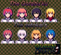 akaza_akari artist_logo artist_name black_hair blonde_hair blue_hair brown_hair funami_yui furutani_himawari genderswap glasses ikeda_chitose logo magenta_hair multiple_boys oomuro_sakurako pixel_art portrait red_hair sugiura_ayano toshinou_kyouko yoshikawa_chinatsu yuruyuri