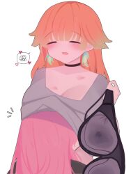 Rule 34 | 2girls, alternate costume, blush, breasts, couple, earrings, feather earrings, feathers, female pervert, highres, hololive, hololive english, jewelry, large breasts, long hair, long sleeves, mori calliope, multicolored hair, multiple girls, open mouth, pervert, pink hair, simple background, takanashi kiara, viqur, virtual youtuber, white background, yuri